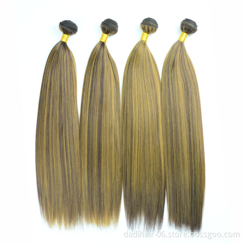 Cheap Synthetic Hair Bundles One Piece,Can Straighten Piano Color Double Weft Heat Resistant Fiber Hair Weave Yaki Straight 100g